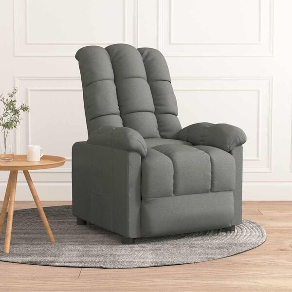 vidaXL Recliner Chair Dark gray Fabric (100% polyester), plywood, iron
