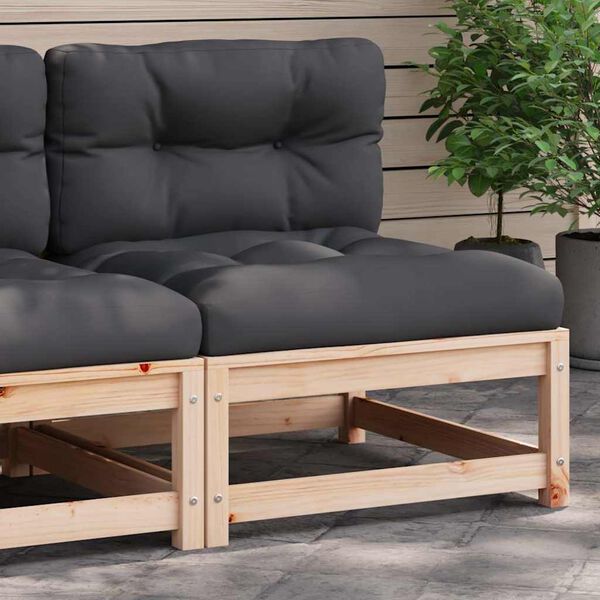 vidaXL Patio Sofa Anthracite Solid Pine Wood Single Modular