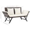 vidaXL Garden Bench Brown, Cream White Poly rattan, Powder-coated steel