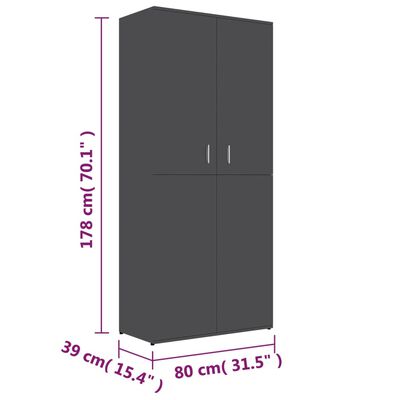 vidaXL Shoe Cabinet Gray 31.5"x15.4"x70.1" Chipboard