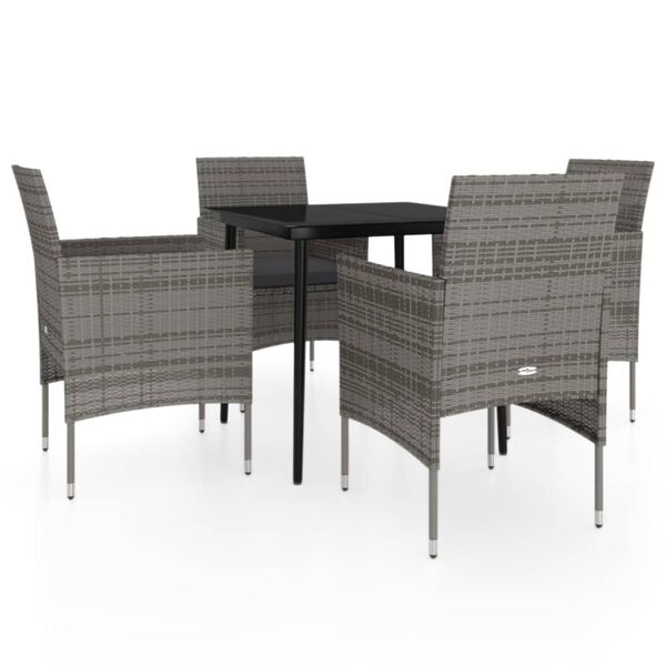 vidaXL Garden Dining Set Grey and Black