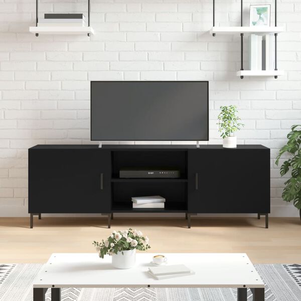 vidaXL TV Cabinet Black Engineered wood 59.1 x 11.8 x 19.7 in TV Cabinet