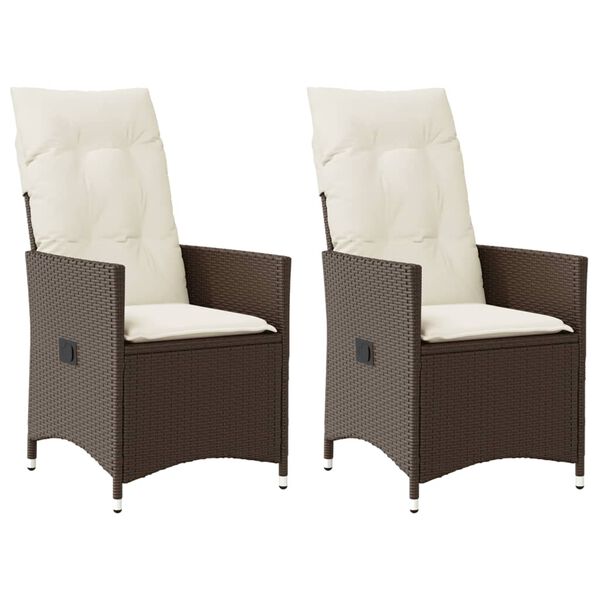 vidaXL Reclining Garden Chair Set of 2 Brown PE Rattan Standard