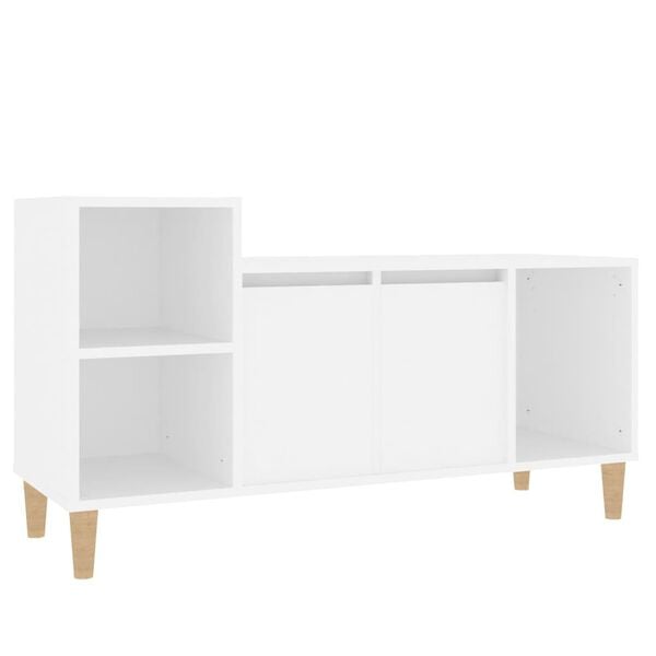 vidaXL TV Cabinet White Engineered wood, solid eucalyptus wood