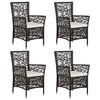 vidaXL 5 Piece Patio Dining Set with Cushions Poly Rattan Brown