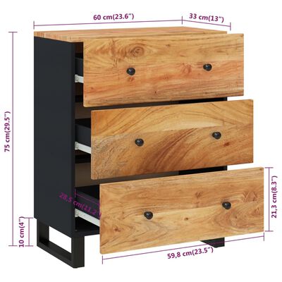 vidaXL Sideboards 2 pcs 23.6"x13"x29.5" Solid Wood Acacia