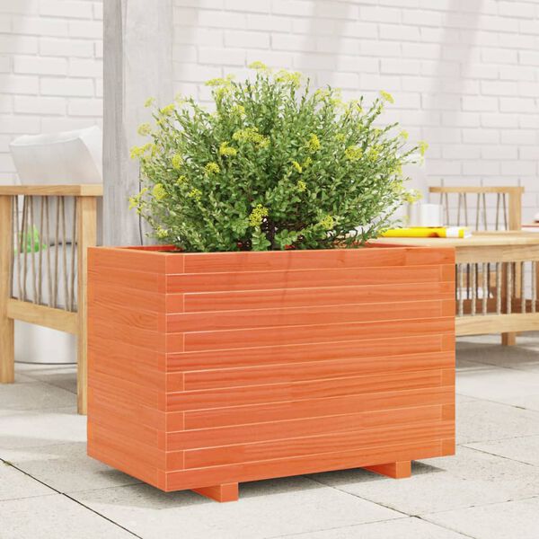 vidaXL Garden Planter Wax Brown Solid Pine Wood Medium Decorative Inlays