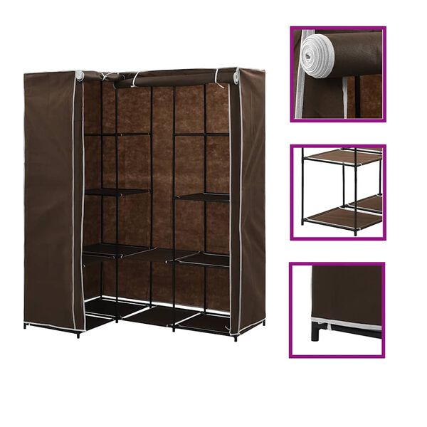 vidaXL Wardrobe Brown Iron tube 51.2 x 34.3 x 66.5 in Wardrobe