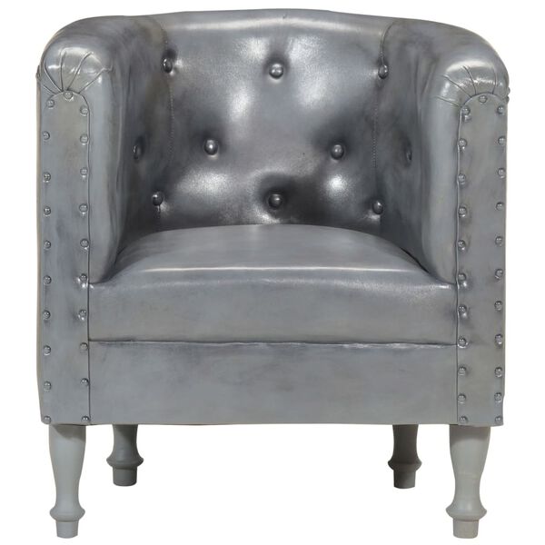 vidaXL Tub Chair Gray Real Leather