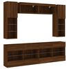 vidaXL 6 Piece TV Wall Stand Set with LED Lights Brown Oak