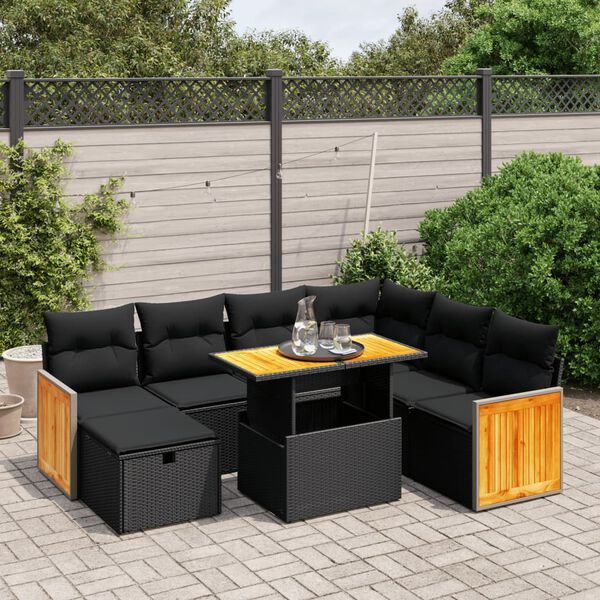 vidaXL Garden Sofa Set Black