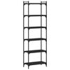 vidaXL Bookcase Black Engineered Wood, Metal 23.6 x 11.8 x 74.0 in