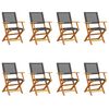 vidaXL Folding Patio Chairs 8 pcs Black Poly Rattan and Solid Wood