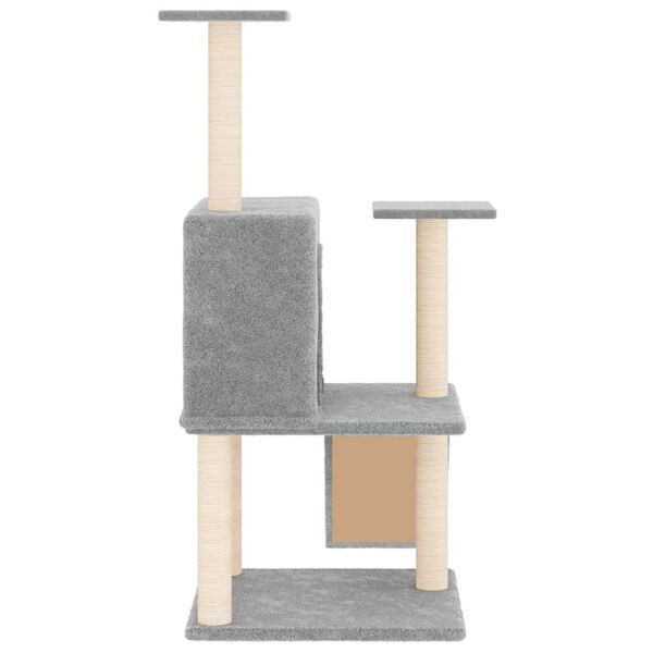 vidaXL Cat Tree Light Grey Engineered wood, plush, sisal