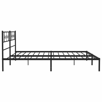 Side view of a low-profile metal bed frame without headboard.