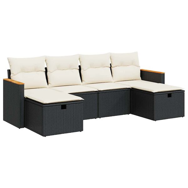 vidaXL Garden Sofa Set Black, Cream White