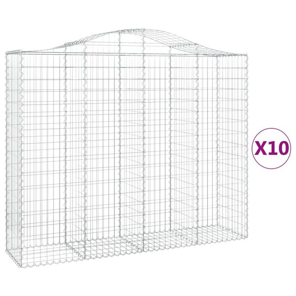 vidaXL Gabion Basket Set of 10 Silver Galvanized Iron