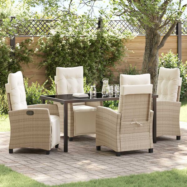 vidaXL Garden Dining Set 5 pcs Beige poly rattan