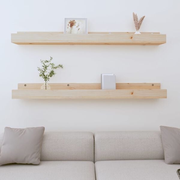 vidaXL Wall Shelf Natural Pine Solid pine wood (untreated)