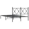 vidaXL Bed Frame Black Powder-Coated Steel 47.2x78.7 in Durable