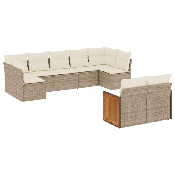 vidaXL Garden Sofa Set Beige PE Rattan Large Adjustable Feet