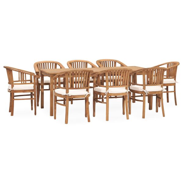vidaXL 9 Piece Patio Dining Set with Cushions Solid Teak Wood