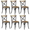vidaXL Cross Chair Set of 6 Black Solid Mango Wood Medium Durable
