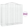 vidaXL Gabion Basket Set of 12 Silver Galvanized Steel Large