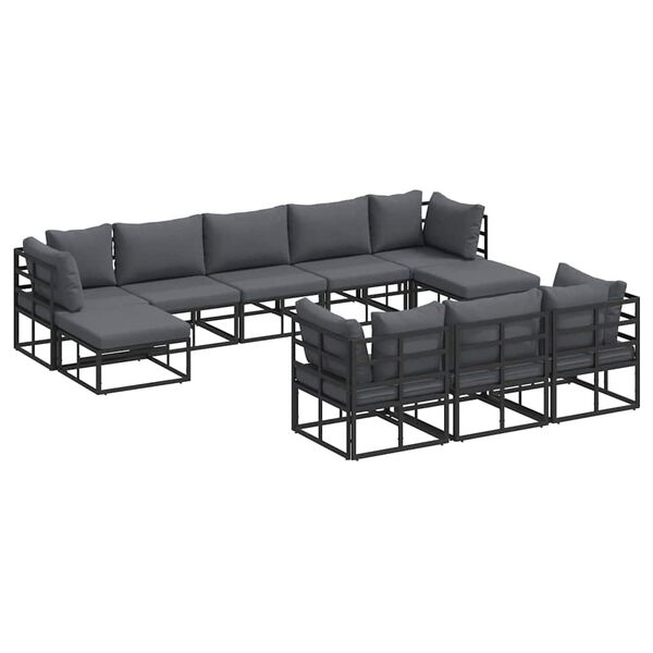 vidaXL Garden Sofa Set 10 pcs Black Aluminium