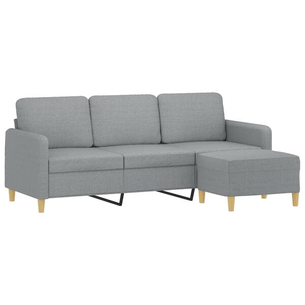 vidaXL 3-seater Sofa With Footstool Light grey