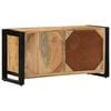 vidaXL TV Cabinet Black and Brown Solid Rough Mango Wood, Iron