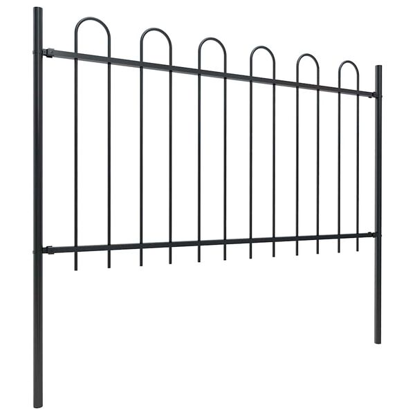 vidaXL Garden Fence with Hoop Top Steel 351.3"x39.4" Black