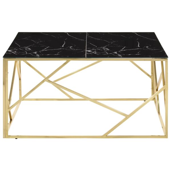 vidaXL Coffee Table Gold and Black Marble Stainless Steel and Tempered Glass