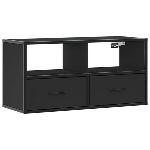 vidaXL TV Cabinet Black Engineered wood and metal Medium TV Cabinet
