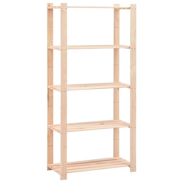 vidaXL 5-Tier Storage Racks 5 pcs 31.5"x15"x66.9" Solid Pinewood 551.2 lb