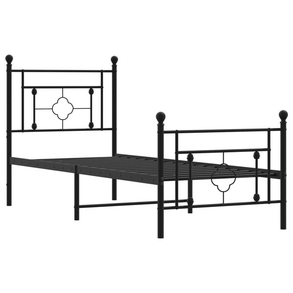 vidaXL Bed Frame Black Powder-Coated Steel Small Single Durable