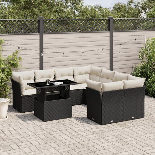vidaXL Garden Sofa Set Black