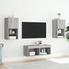 vidaXL 4 Piece TV Wall Stands with LED Lights Gray Sonoma