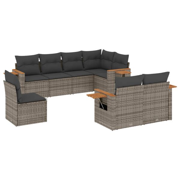 vidaXL Garden Sofa Set Grey PE rattan Large Modular Garden Sofa Set