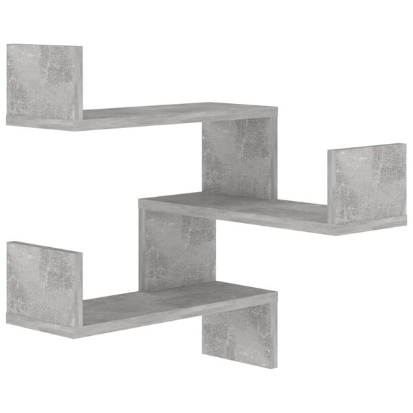 vidaXL Wall Corner Shelf Concrete Grey Engineered Wood 15.7x15.7x19.7 in