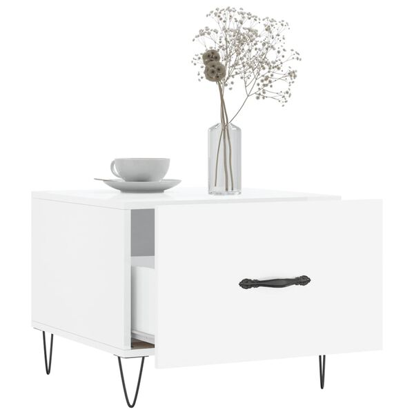 vidaXL Coffee Table Set of 2 High gloss white Engineered wood, Iron