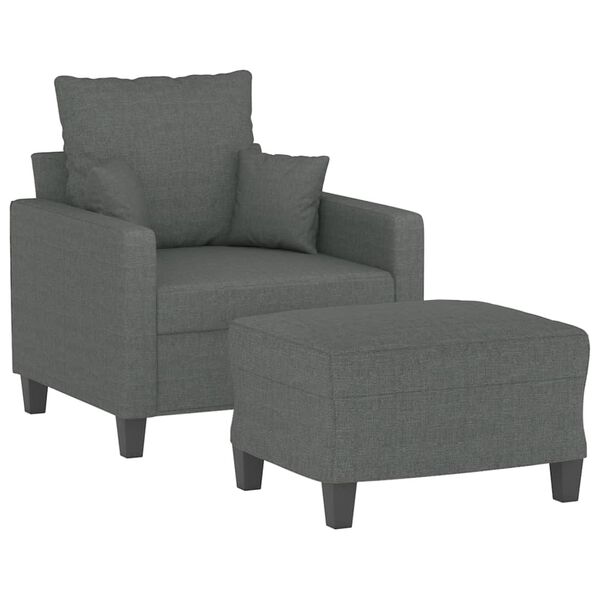 vidaXL Sofa Chair With Footstool Dark gray