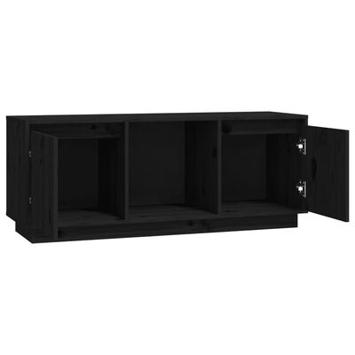 vidaXL TV Stand Black 43.5"x13.8"x17.3" Solid Wood Pine