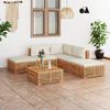 vidaXL 6 Piece Patio Lounge Set with Cream Cushion Solid Teak Wood