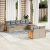 vidaXL Garden Sofa Set Beige, Light grey PE rattan Large Adjustable Feet