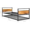 vidaXL Pull-out Bed Frame Black Powder-Coated Metal, MDF, Plastic Twin