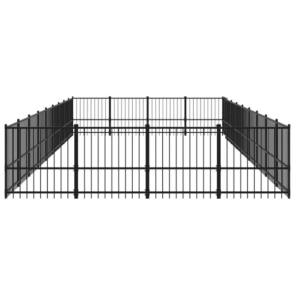 vidaXL Dog Kennel Black Powder-Coated Steel Extra Large Durable