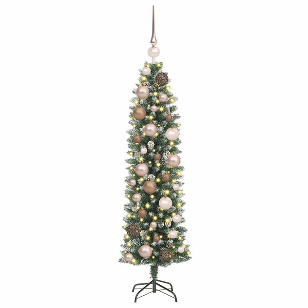 vidaXL Artificial Slim Christmas Tree Green and White 47.24 in