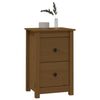 vidaXL Bedside Cabinet Set of 2 Honey Brown Solid Pine Wood Medium