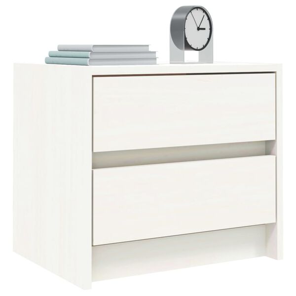 vidaXL Bedside Cabinet Set of 2 White Solid Pine Wood Compact